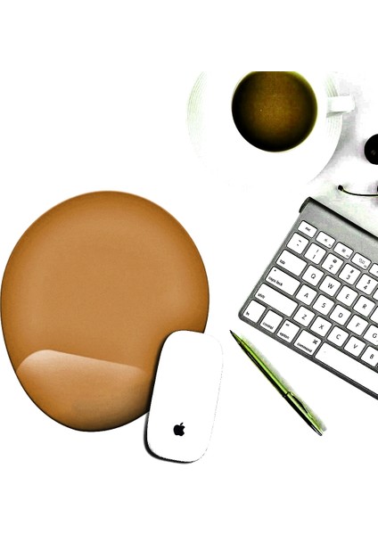 Bilek Destekli Mousepad - Kaymaz Mouse Ped - Fare Pedi - Oval Mouse Altlığı - Oval Mousepad - Kahve Mouseped fiyatları