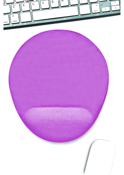 Bilek Destekli Mousepad - Kaymaz Mouse Ped - Fare Pedi - Oval Mouse Altlığı - Oval Mousepad - Mor Mouseped