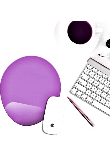 Bilek Destekli Mousepad - Kaymaz Mouse Ped - Fare Pedi - Oval Mouse Altlığı - Oval Mousepad - Mor Mouseped fiyatları
