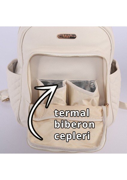 Dust Deri Anne Bebek Bakım Sırt Çantası 7130 Krem modelleri