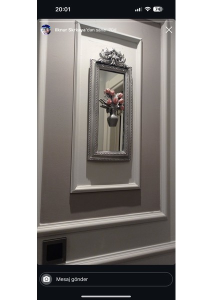 Ayna ve Cicek Detaylı Tablo 50 cm , Dekoratif Duvar Tablo