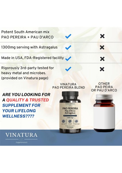 Pao Pereira + Pau D'arco, Astragalus - 1300MG, Usa Made & Tested, Stem Cells And Immune Support, 60 Capsules