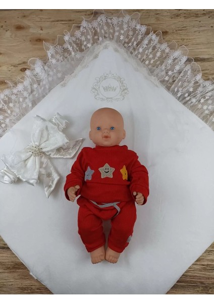 Yenidoğan Ipek Venüs Taç Nakışlı Delüks Kundak Bebek Battaniyesi Ekru fırsatları