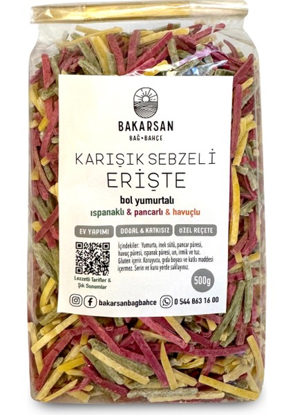 Ev Yapımı Karışık Sebzeli Erişte 500 gr