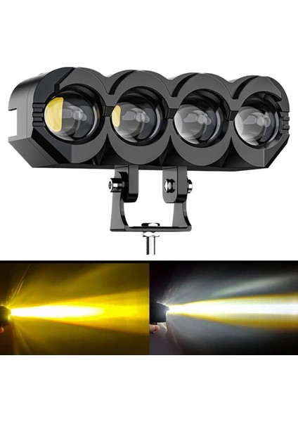 2 Adet motosiklet 4 LED Lazer Sis Farı Delici Beyaz Sarı Çift Renk Metal Baykuş LED Işık fiyatları