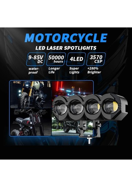 2 Adet motosiklet 4 LED Lazer Sis Farı Delici Beyaz Sarı Çift Renk Metal Baykuş LED Işık fırsatları