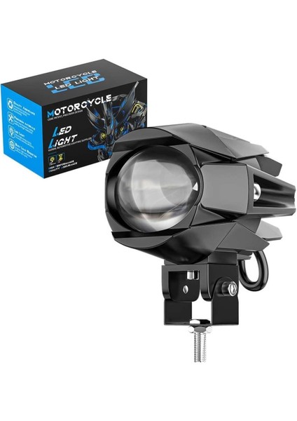 2 Adet Motosiklet LED Lazer Sis Farı Delici Modifiye Beyaz Sarı Çift Renk 12-80 Volt