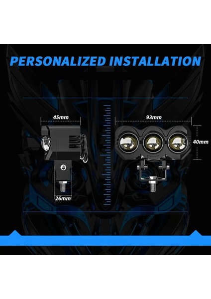 2 Adet Metal Motosiklet 3 LED Lazer Sis Farı Kasa Baykuş Model Delici Beyaz Sarı Çift Renk 12-80 V fiyatları