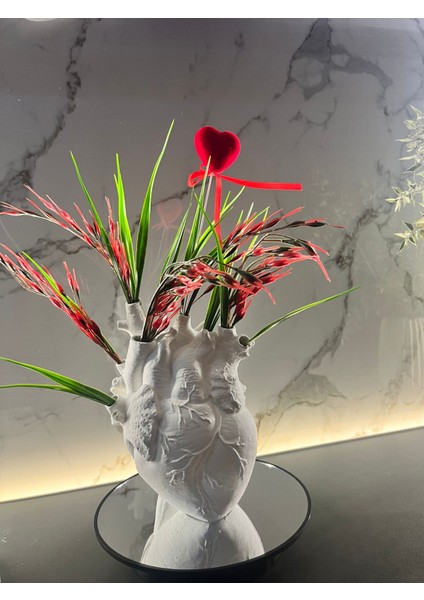 Anatomik Kalp Vazo 20 cm (Boyanabilir ve Çiçekler Sete Dahil Değildir)