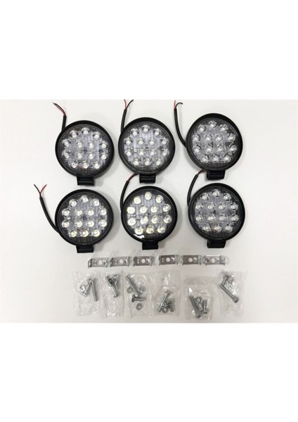 6 Adet 14 LED Yuvarlak Off Road Sis Farı Çalışma Lambası Projektör