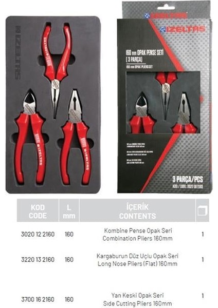 Opak Pense Seti 160MM ( 3 Parça )