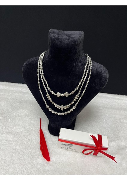 Özel Tasarım Silver Deniz Kabukları Detaylı Üçlü Luxury Kadın Inci Gerdanlık Kolye fiyatları