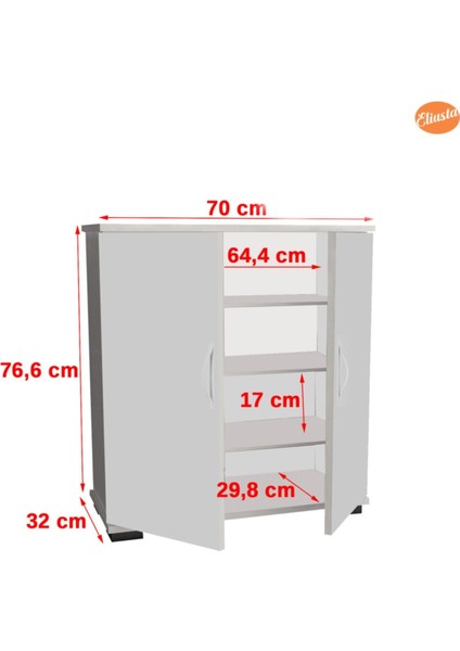 Ayakkabılık 2 Kapaklı Ayakkabı Dolabı Raflı