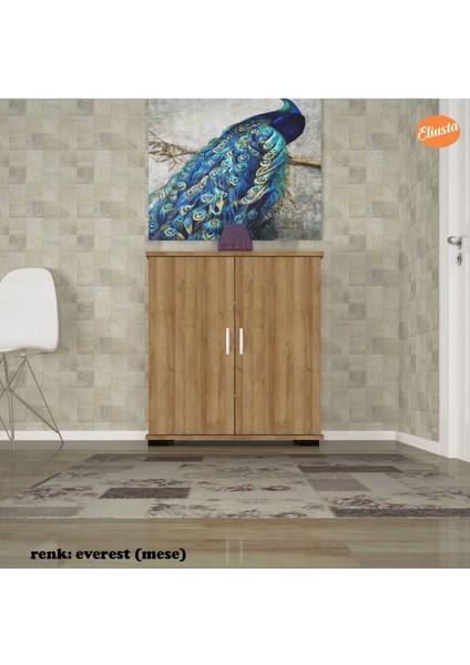 EU-112 Ayakkabılık Çok Amaçlı Dolap Antre Ayakkabılık 4 Raflı Ayakkabı Dolabı - Meşe