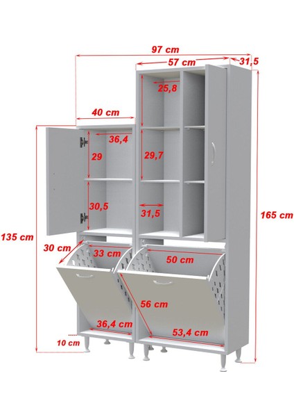 Mis Urla Yenice Banyo Dolabı Mutfak Dolabı Oyuncak Dolabı Çok Amaçlı Dolap 97 x 165 cm