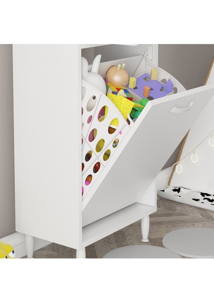 55 x 165 X 32,5 CM 3 Kapaklı Çok Amaçlı Mutfak Dolabı Sepetli Banyo Dolabı Oyuncak Dolabı