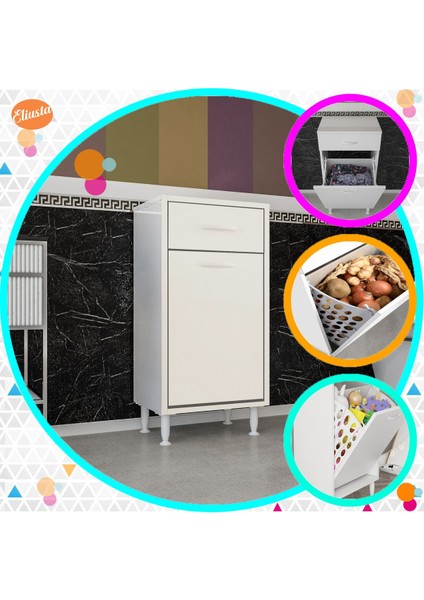 Çekmeceli ve Sepetli Banyo Dolabı