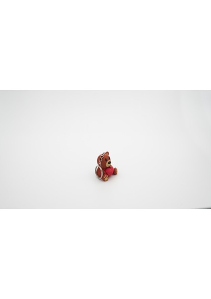 Ayı Oturan Kalp Tutan 3D Hareketli Anahtarlık
