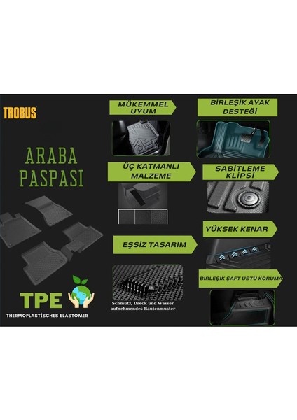 Fiat Palio Panelvan 5.5 Havuzlu Paspas Trobus Araca Özel Yeni Teknoloji 1996-2011 modelleri