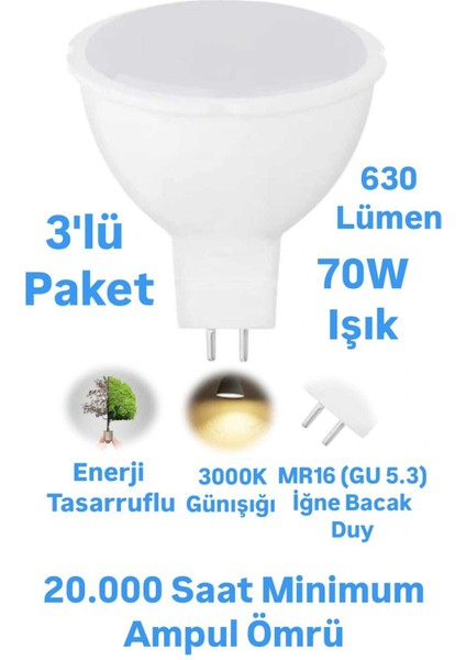 K2 7W MR16 LED Ampul Günışığı Iğne Bacak Spot Ampul 220 Volt