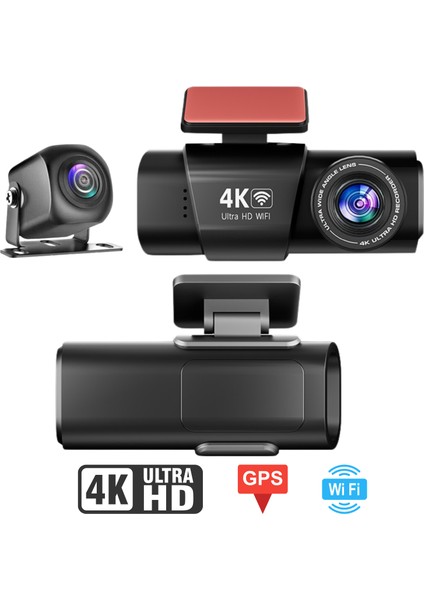 L308 4K UHD Araç Içi Kamera 128GB – Wifi, Ir Gece Görüşü, Çift Lens Ön-Arka-Iç Kayıt, App Kontrol Dashcam