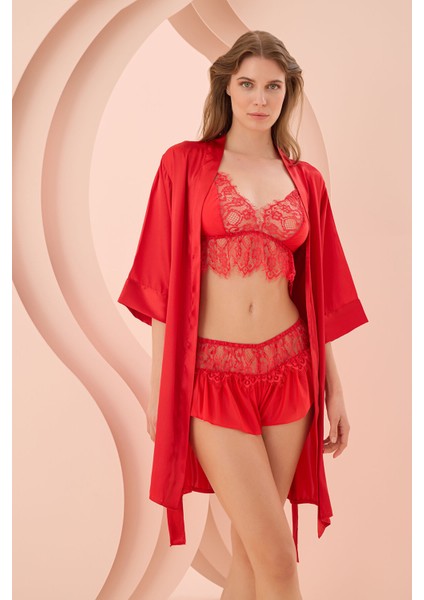 Ishe Kırmızı Bride Sabahlık NBB3232