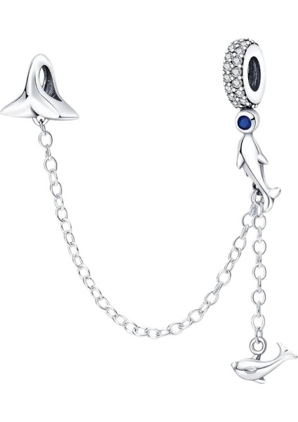 Yunuslar Güvenlik Zinciri Charm | 925 Ayar Gümüş