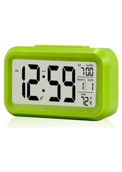 Dekoratif Işıklı Saat Alarmlı Termometreli Sıcaklık Gösteren Dijital Saat Tarih Gösteren Başucu Masa Saati