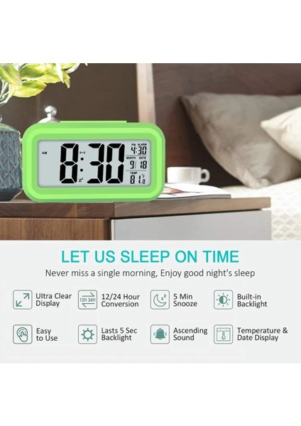 Dekoratif Işıklı Saat Alarmlı Termometreli Sıcaklık Gösteren Dijital Saat Tarih Gösteren Başucu Masa Saati fiyatları
