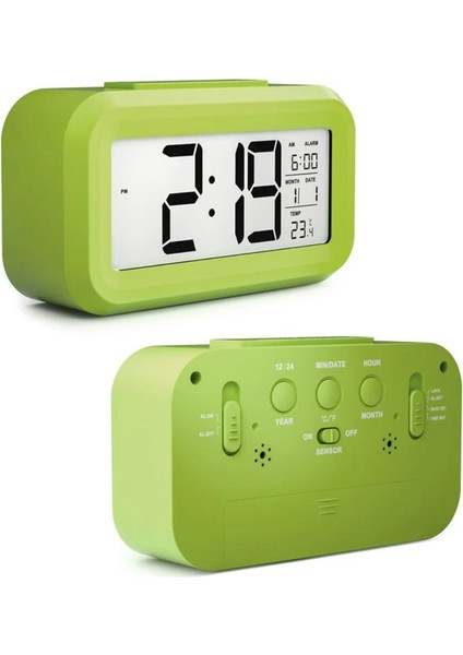 Dekoratif Işıklı Saat Alarmlı Termometreli Sıcaklık Gösteren Dijital Saat Tarih Gösteren Başucu Masa Saati indirimleri