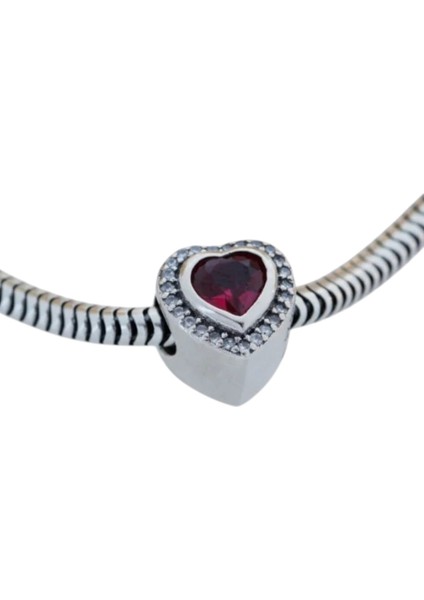 Işıltılı Bordo Kalp Charm | 925 Ayar Gümüş fiyatları