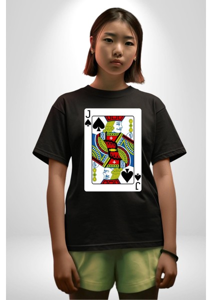 Jack Of Spades Klasik Iskambil Kartı Grafiği Grafik Baskılı Pamuklu Penye Kadın Erkek Siyah Tişört fırsatları