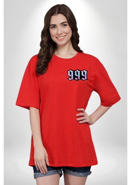 999 Bir Sonuç Bir Bitişi Simgeler Minimal Cep Baskılı Pamuklu Penye Kadın Erkek Kırmızı Tişört