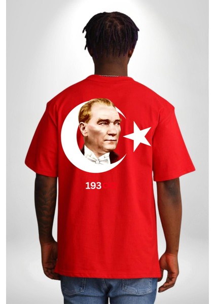 Ay Yıldız Atatürk 10 Kasım Sonsuza Kadar Sırt Baskılı Pamuklu Penye Kadın Erkek Kırmızı Tişört fiyatları