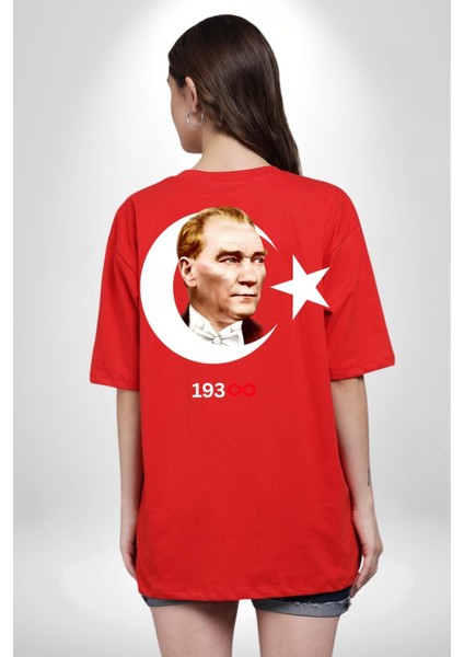 Ay Yıldız Atatürk 10 Kasım Sonsuza Kadar Sırt Baskılı Pamuklu Penye Kadın Erkek Kırmızı Tişört fırsatları