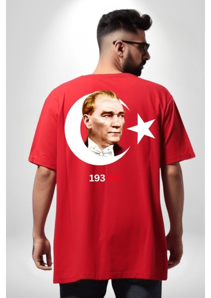 Ay Yıldız Atatürk 10 Kasım Sonsuza Kadar Cep Sırt Baskılı Pamuklu Penye Kadın Erkek Kırmızı Tişört modelleri