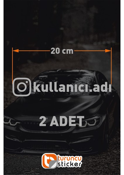 Instagram Logolu Kullanıcı Adı - 2 Adet 20 cm - Araç Kelebek Cam Sticker Etiketi Folyo Kesim
