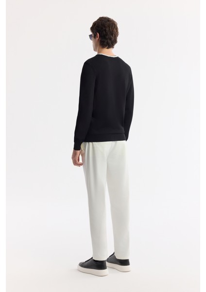 Erkek Siyah Bisiklet Yaka Dokulu Rayon Triko Kazak A51Y5156
