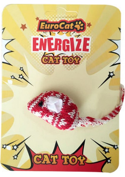 Kedi Oyuncağı Kırmızı Beyaz Örme Fare