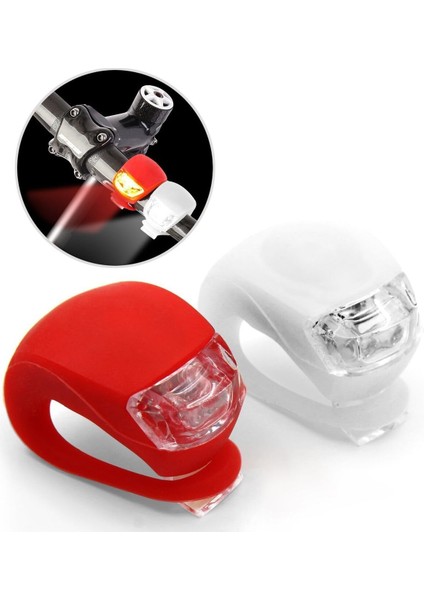 LED Işıklı 3 Fonksiyonlu Bisiklet Scooter Ön Işık Flaşör Seti (Kırmızı-Beyaz)-Su Geçirmez-Çakar Set fiyatları