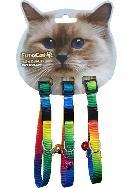 Kedi Boyun Tasması Gökkuşağı 10mm28cm (3 Lü)