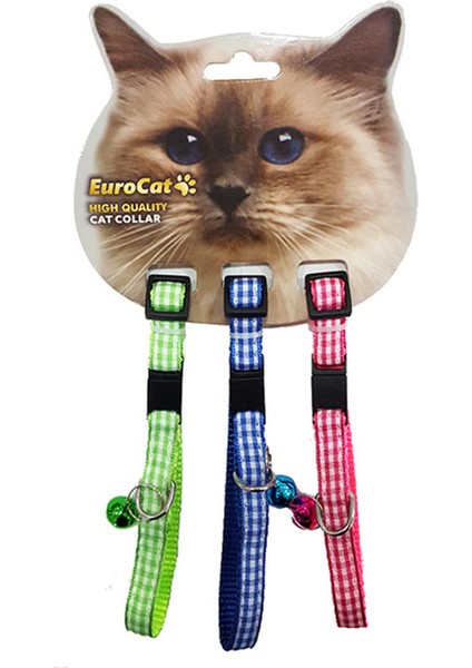 Kedi Boyun Tasması Ekose Desenli10mm28cm (3 Lü)