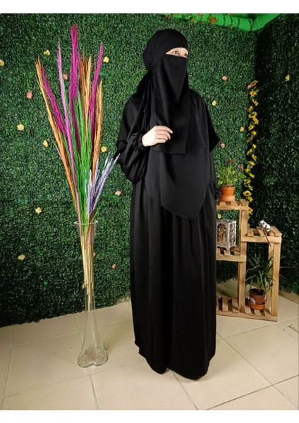 Umre Takım Siyah Medine Ipeği 3 Lü Set Elbise-Sufle-Seyyar Peçe fiyatları