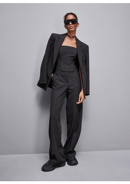 Normal Bel Standart Siyah Kadın Pantolon 8P0614