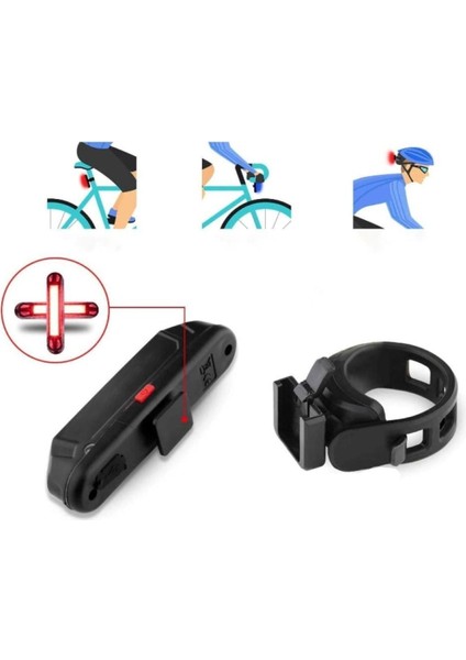 Bisiklet - Scooter Kırmızı Çakar Işık Bisiklet LED USB Şarj 100 Lümen Su Geçirmez