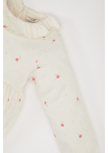 Kız Bebek Yenidoğan Floral Uzun Kollu Çıtçıtlı Body D9092A525SP