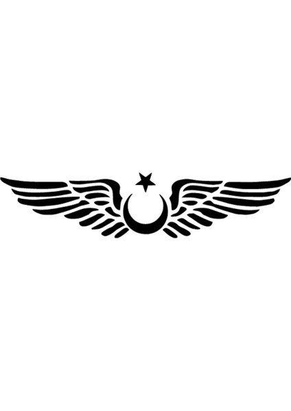 Kanatlı Ay Yıldız Duvar Dekor Sticker 40 x 8 cm