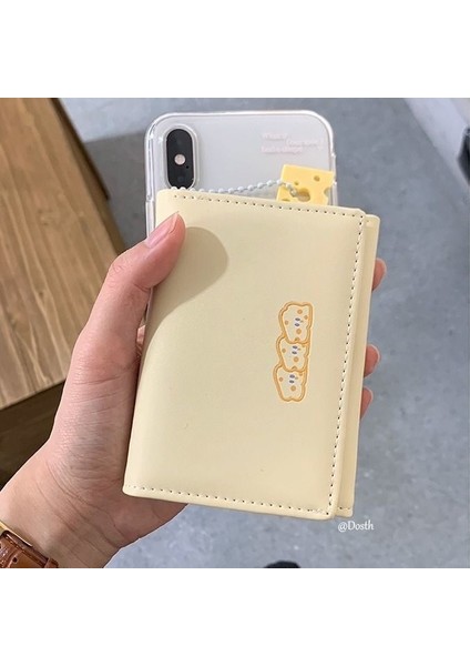 Peynir Peynir Kısa Küçük Cüzdan Kız Öğrenci Sevimli Karikatür Büyük Kapasiteli Kart Tutucu Üç Katlı Cüzdan (Yurt Dışından) indirimleri