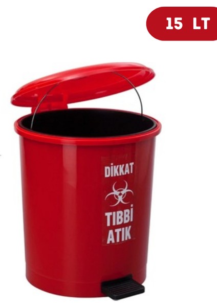 Tıbbi Atık Kutusu Plastik Pedallı Iç Kovalı 15 lt