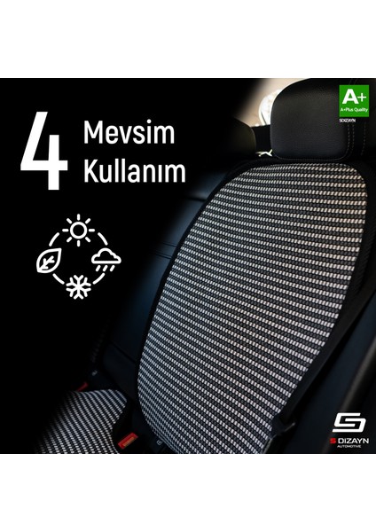 Oto Arka Koltuk Sırt Koruyucu Kılıf Çizgili Füme Beyaz Universal 2 Parça A+ Kalite